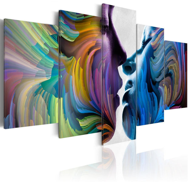 Abstract Stretched Canvas Art - Kiss Of Colours-Tiptophomedecor