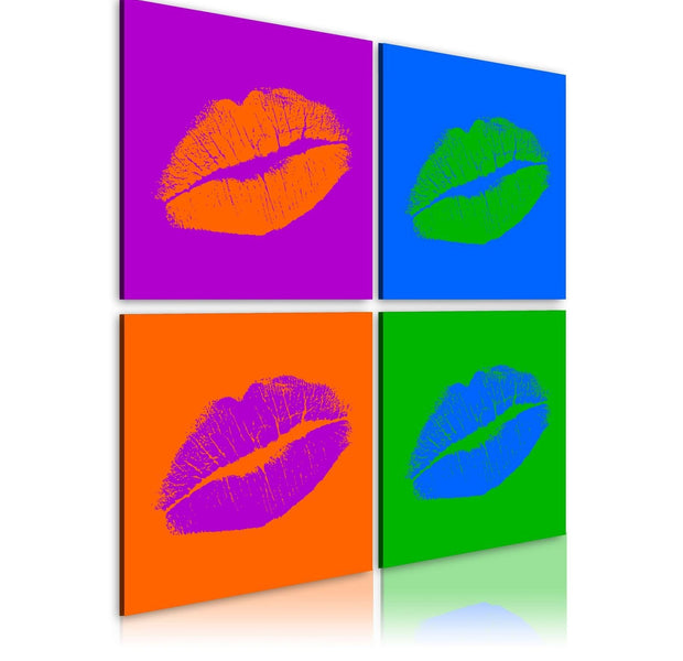 Abstract Stretched Canvas Art - Kisses: Pop Art-Tiptophomedecor