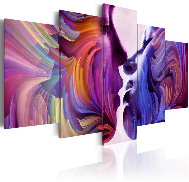 Abstract Stretched Canvas Art - Kissing In Colors-Tiptophomedecor