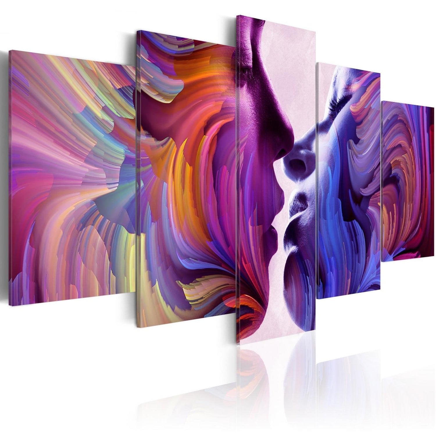 Abstract Stretched Canvas Art - Kissing In Colors-Tiptophomedecor