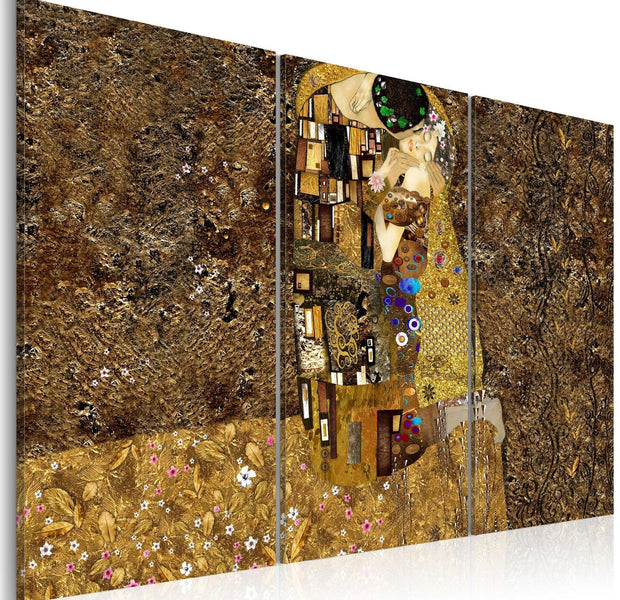 Abstract Stretched Canvas Art - Klimt Inspiration - Kiss-Tiptophomedecor