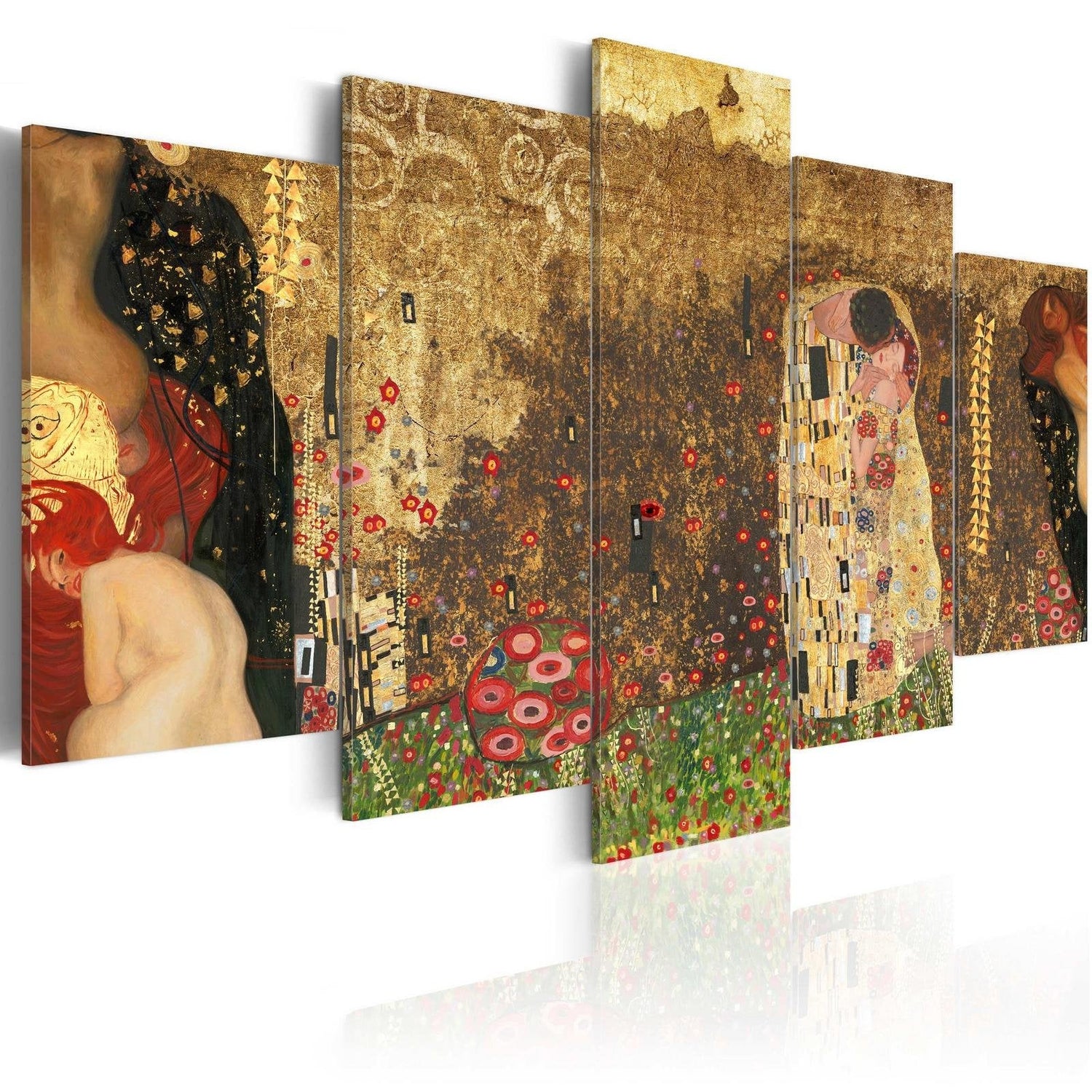 Abstract Stretched Canvas Art - Klimt'S Muses-Tiptophomedecor