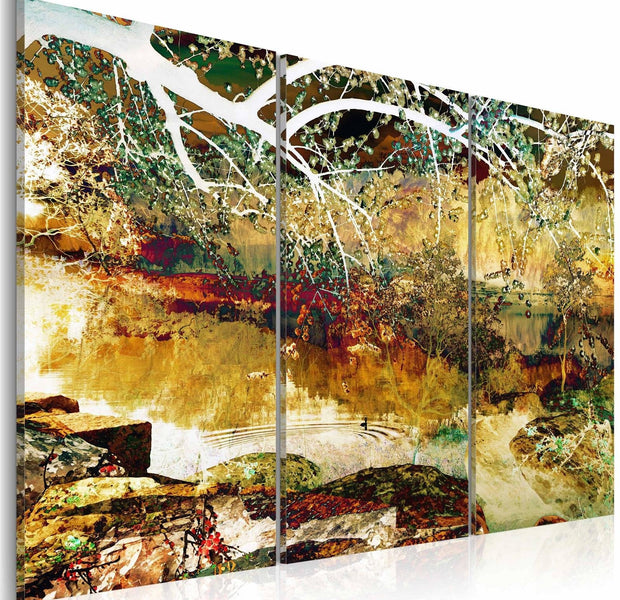 Abstract Stretched Canvas Art - Lake Of Illusions-Tiptophomedecor