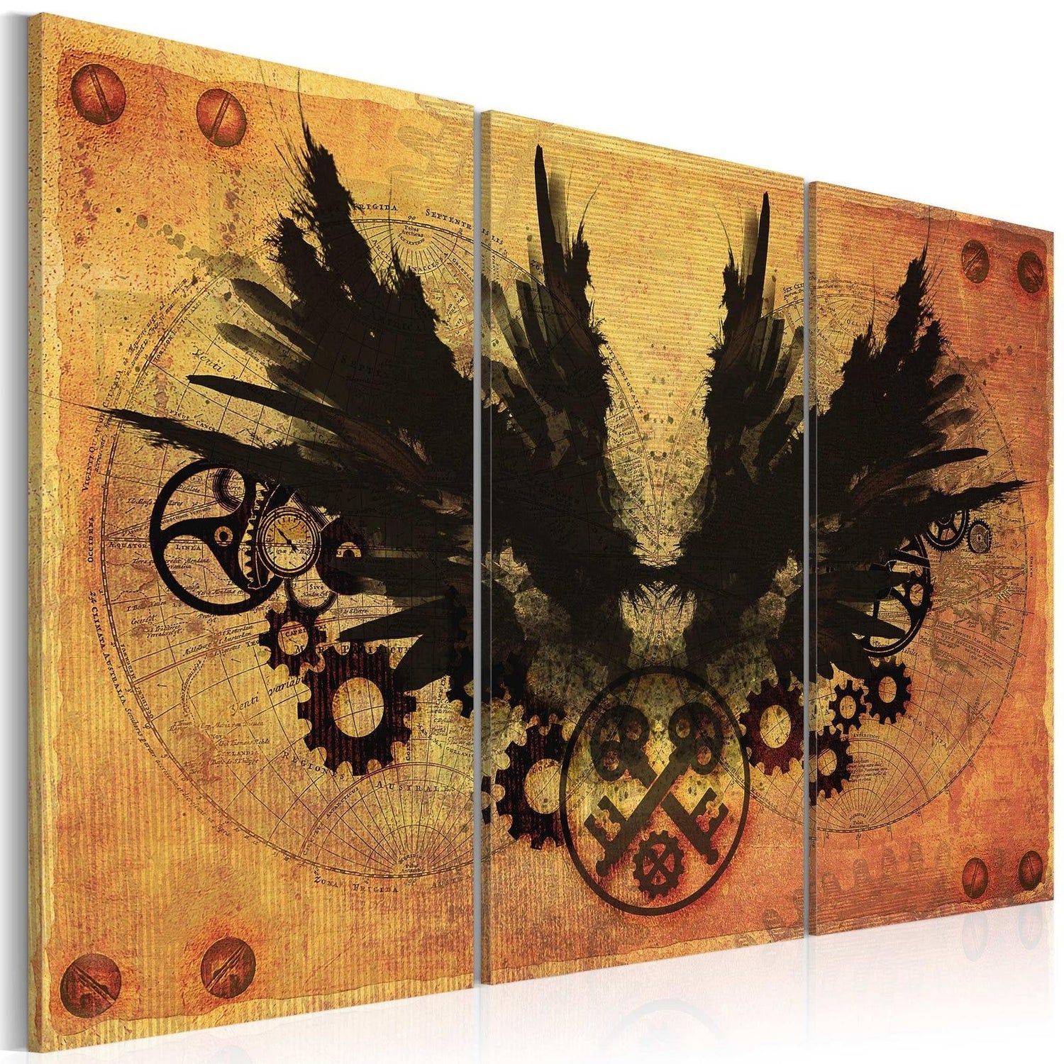 Abstract Stretched Canvas Art - Mechanical Wings-Tiptophomedecor