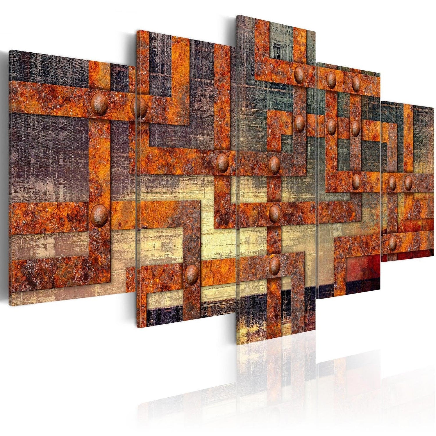 Abstract Stretched Canvas Art - Metal Maze-Tiptophomedecor