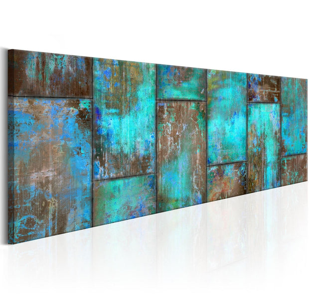 Abstract Stretched Canvas Art - Metal Mosaic: Blue-Tiptophomedecor