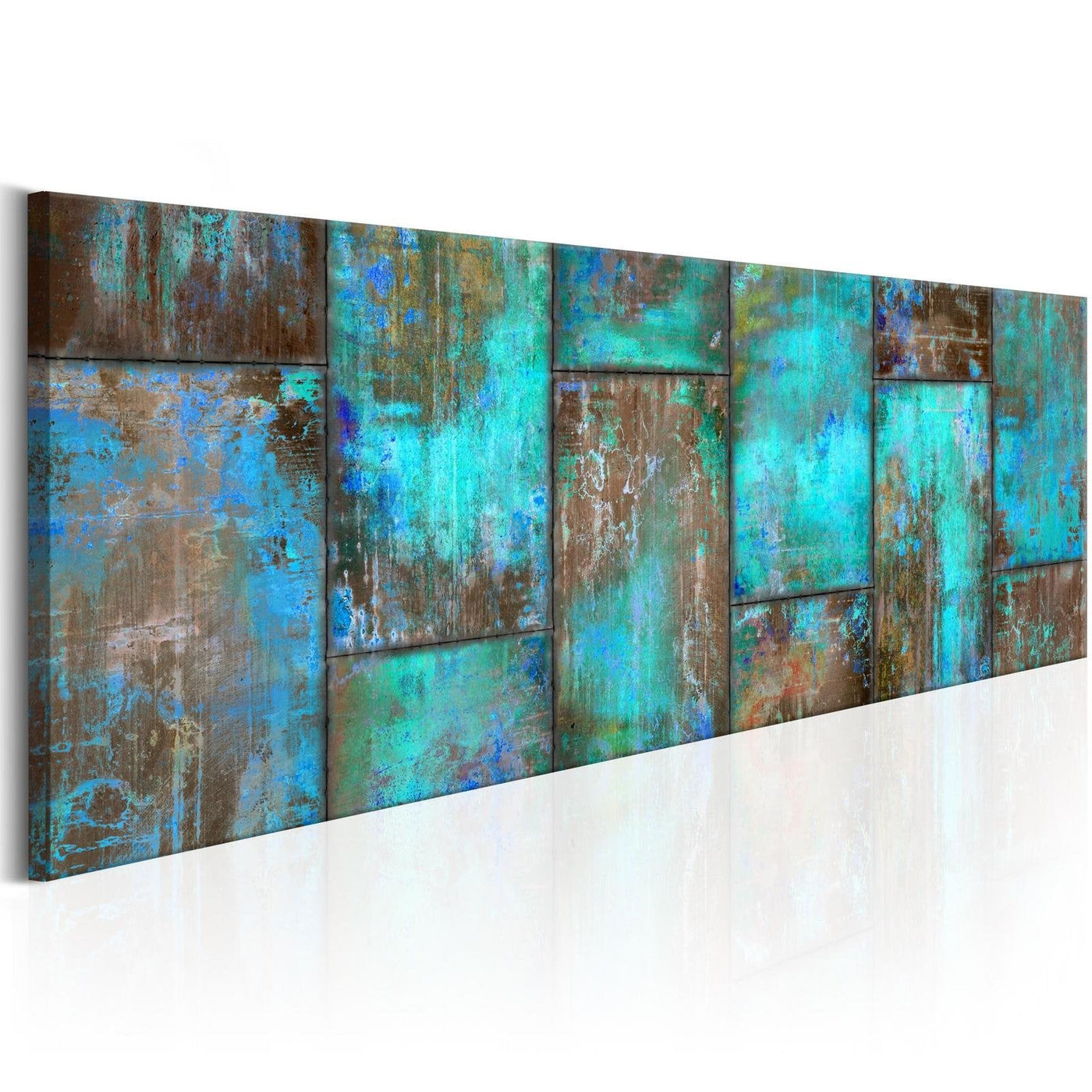 Abstract Stretched Canvas Art - Metal Mosaic: Blue-Tiptophomedecor