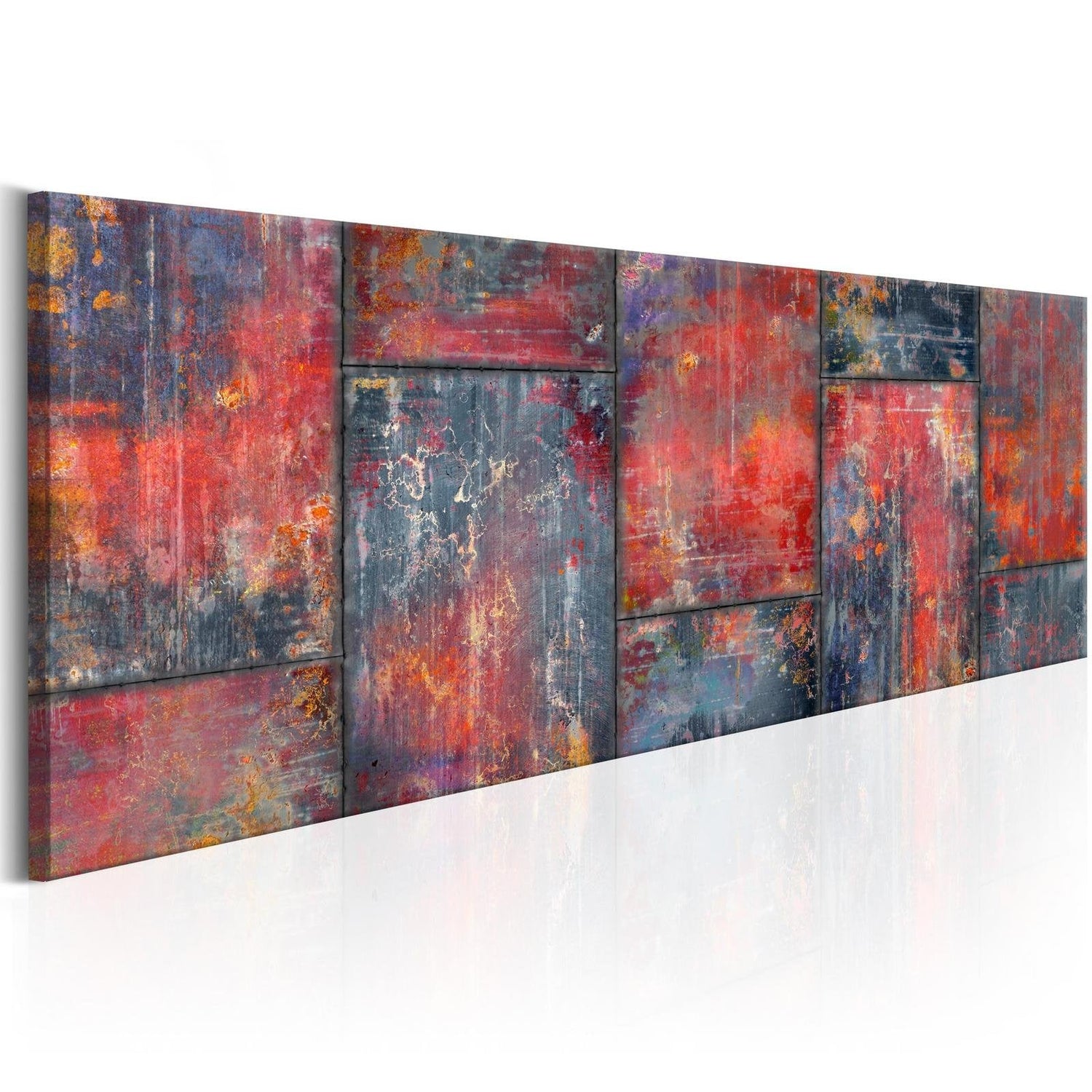 Abstract Stretched Canvas Art - Metal Mosaic: Red-Tiptophomedecor