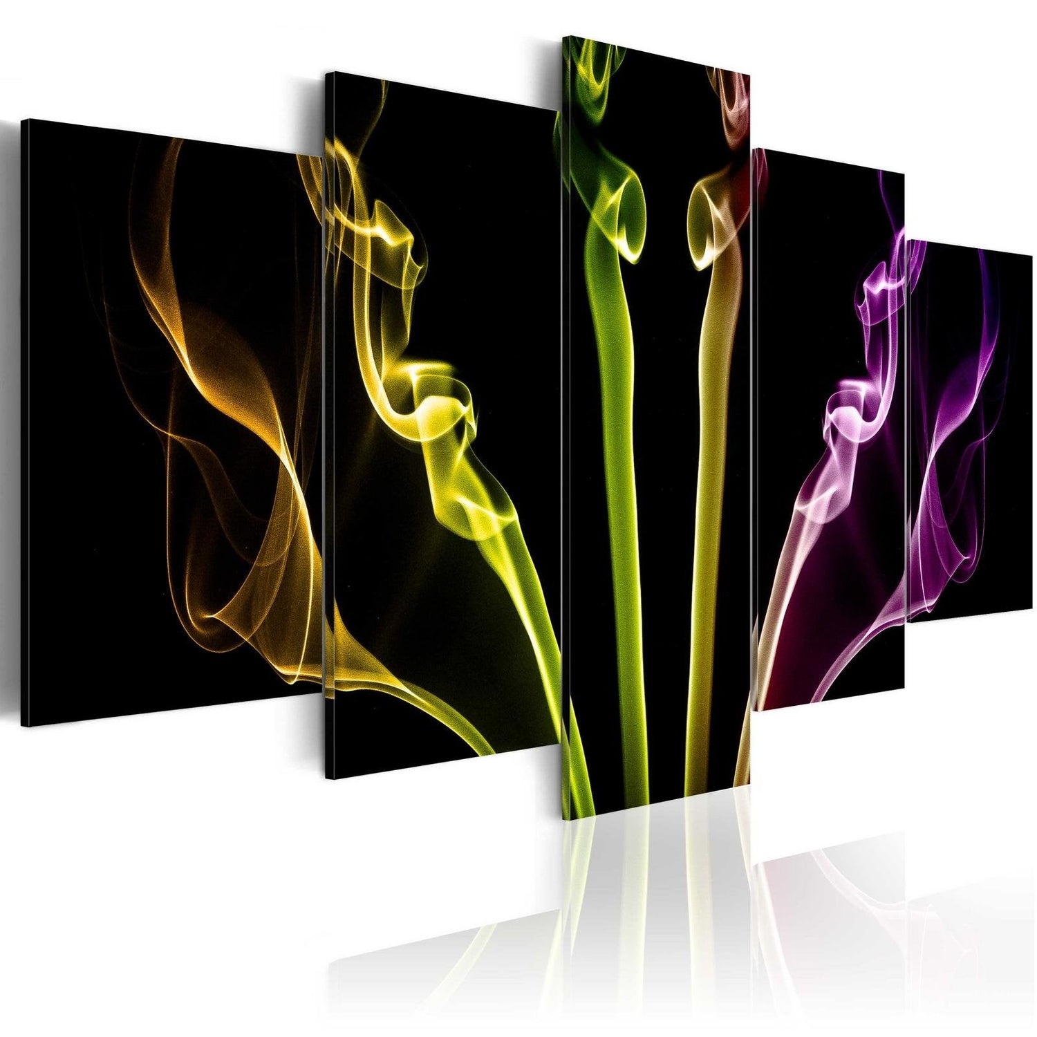 Abstract Stretched Canvas Art - Multicolored Streaks - 5 Pieces-Tiptophomedecor