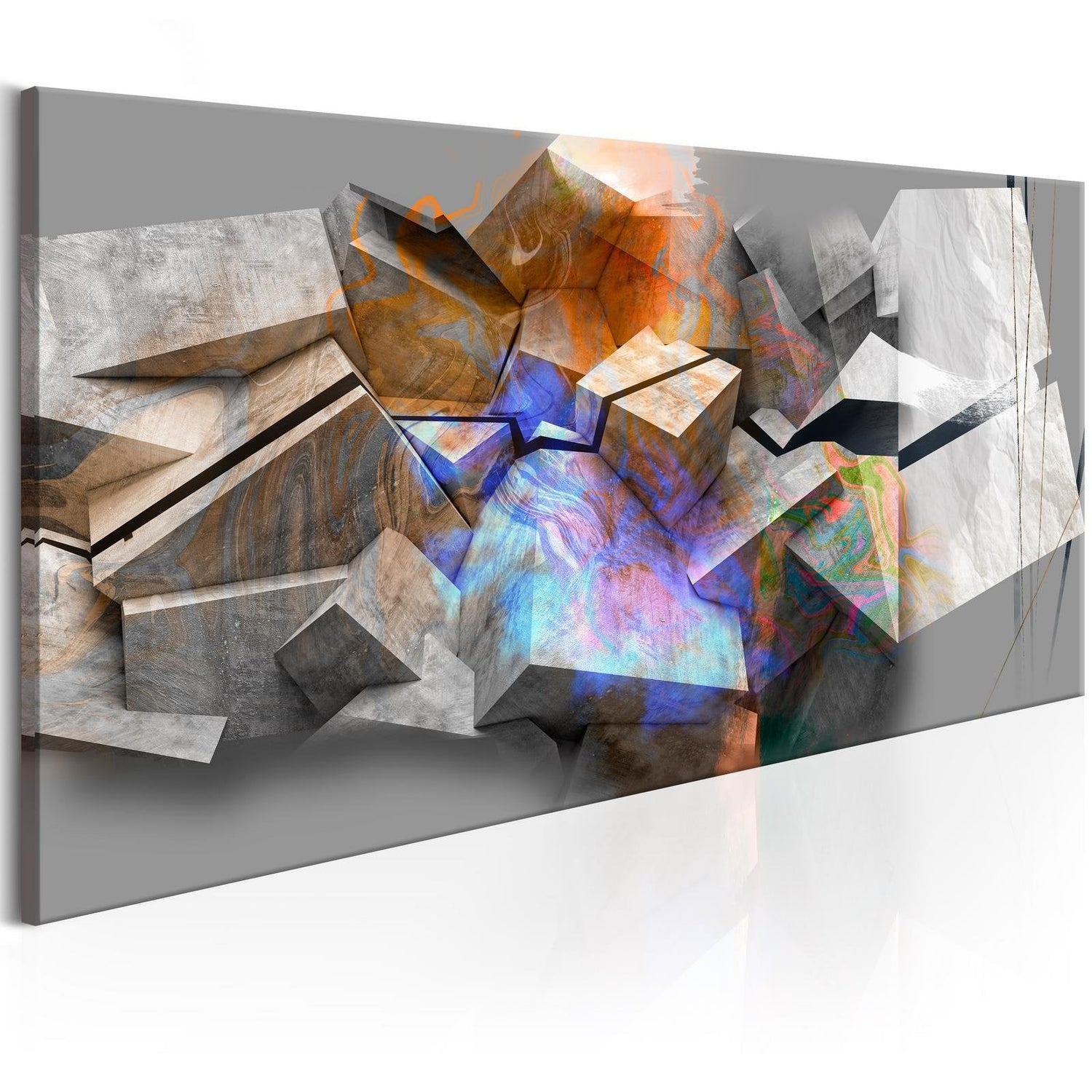Abstract Stretched Canvas Art - Painted Blocks-Tiptophomedecor