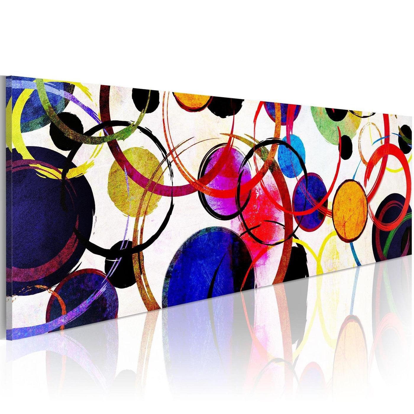 Abstract Stretched Canvas Art - Rainbow Circles-Tiptophomedecor