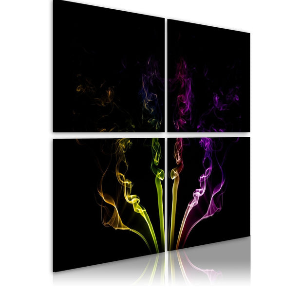 Abstract Stretched Canvas Art - Rainbow-Hued Smoke Trails-Tiptophomedecor