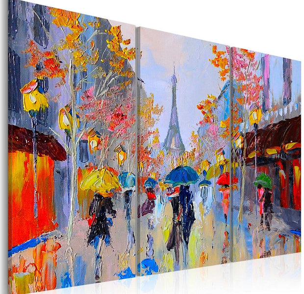 Abstract Stretched Canvas Art - Rainy Paris-Tiptophomedecor