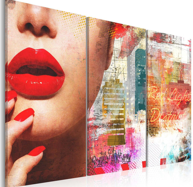 Abstract Stretched Canvas Art - Red Light District-Tiptophomedecor