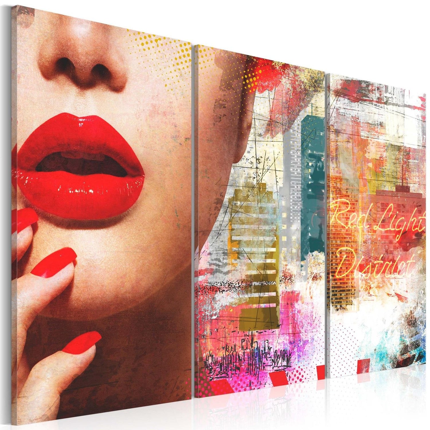 Abstract Stretched Canvas Art - Red Light District-Tiptophomedecor