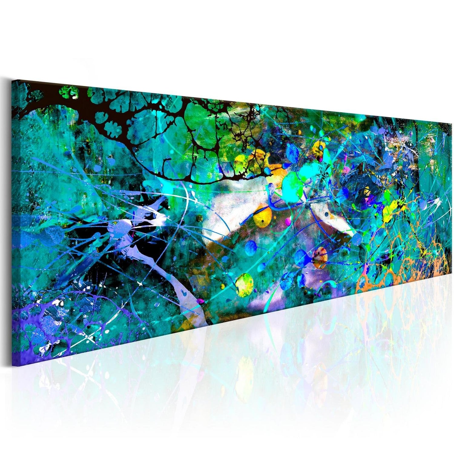 Abstract Stretched Canvas Art - Sapphire Jungle-Tiptophomedecor