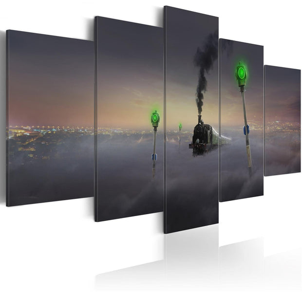 Abstract Stretched Canvas Art - Steam Locomotive-Tiptophomedecor