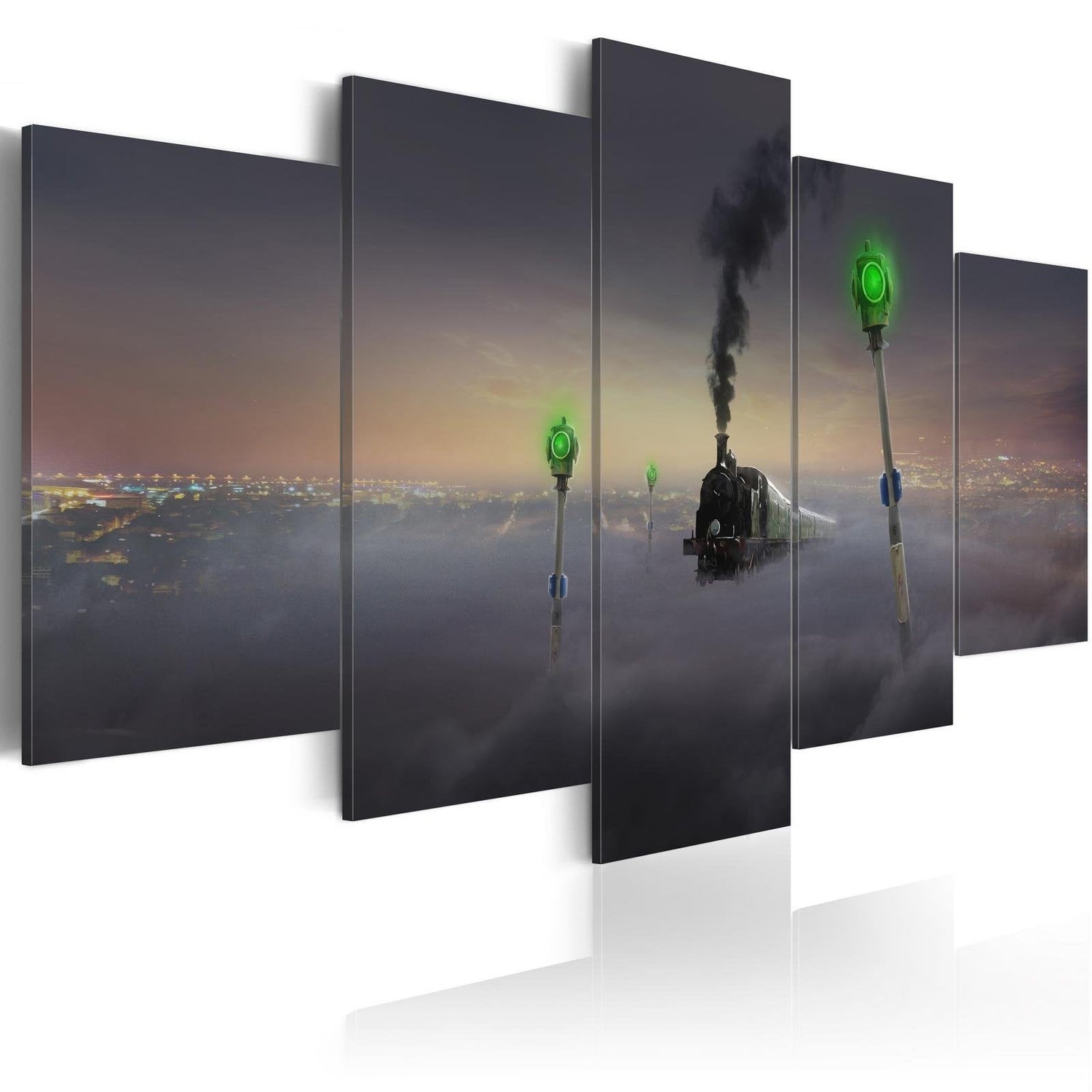 Abstract Stretched Canvas Art - Steam Locomotive-Tiptophomedecor