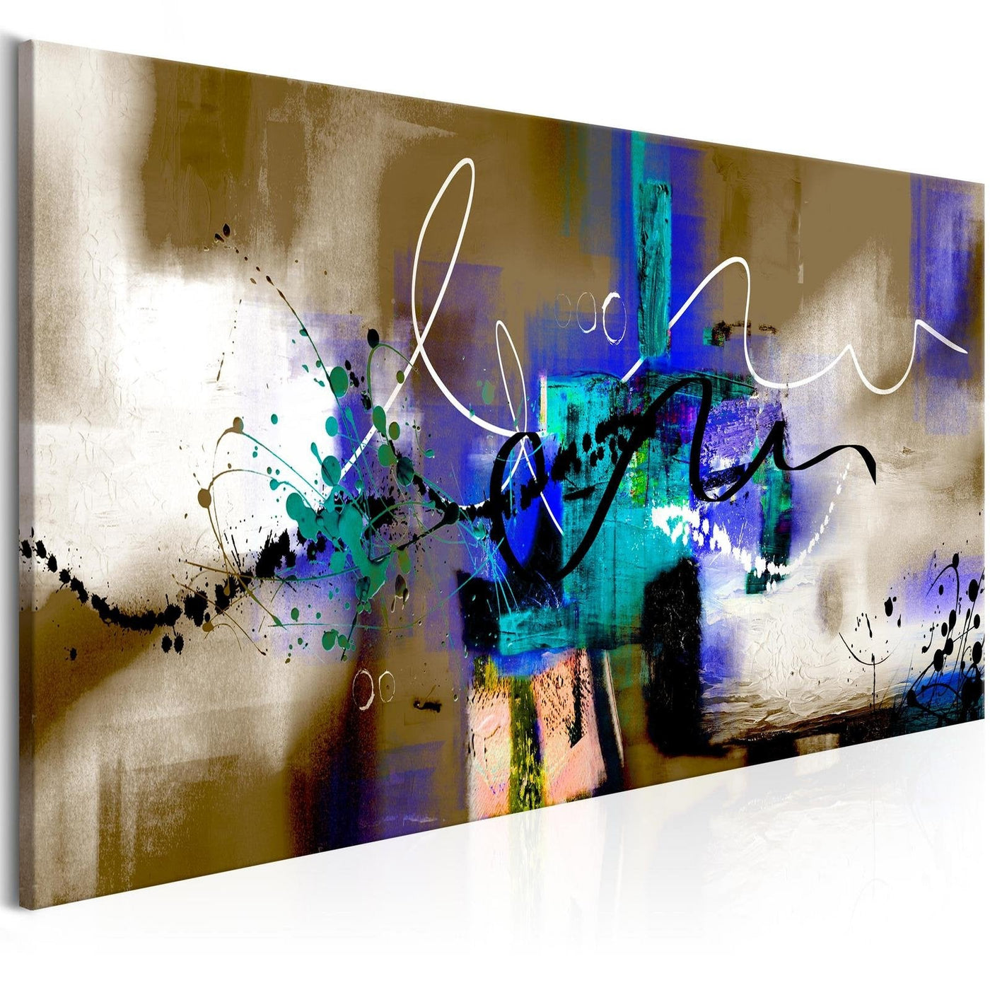Abstract Stretched Canvas Art - Street Melodies Brown Wide-Tiptophomedecor