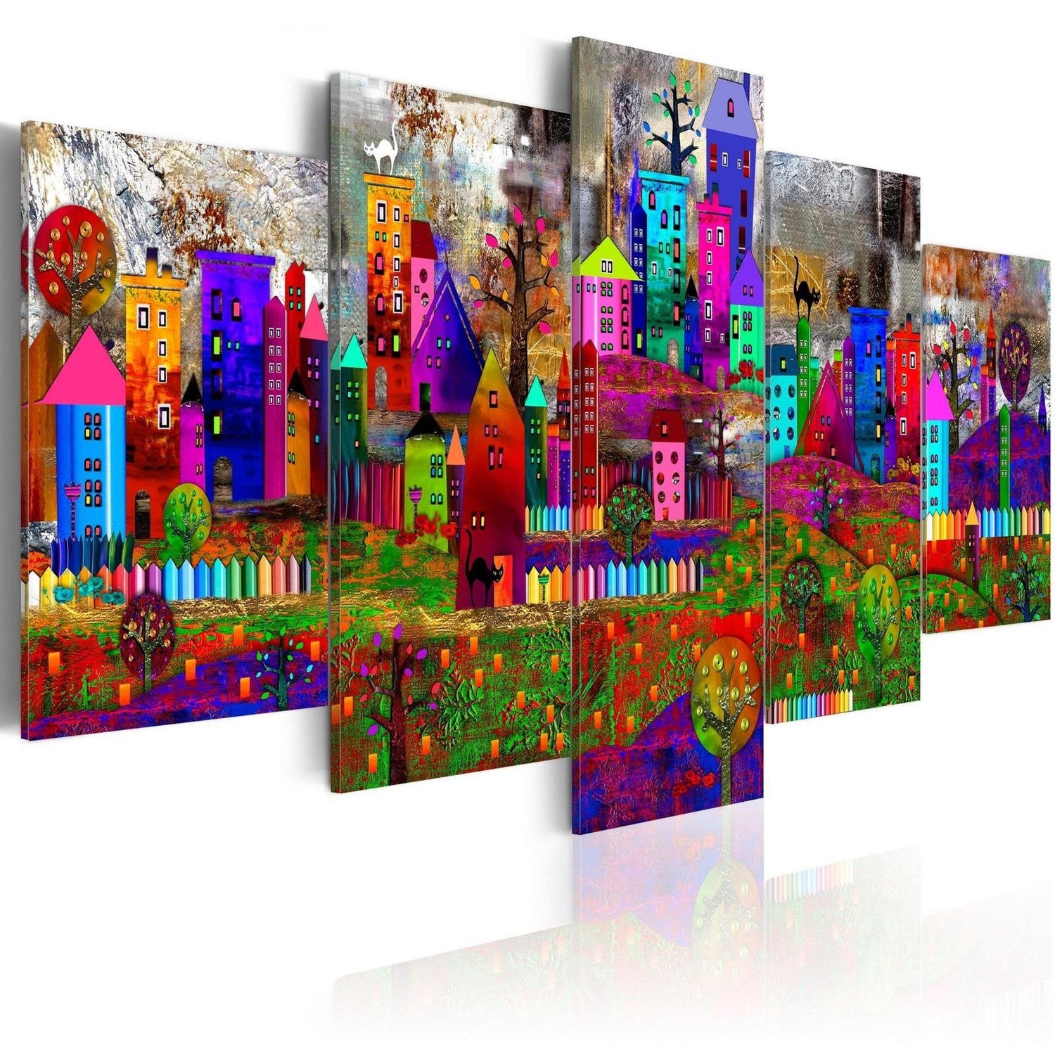 Abstract Stretched Canvas Art - The City Of Expression-Tiptophomedecor