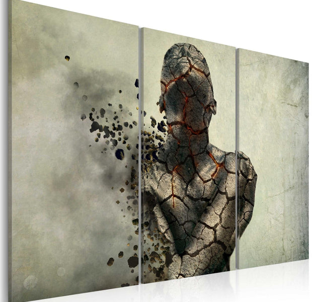 Abstract Stretched Canvas Art - The Man Of Stone - Triptych-Tiptophomedecor