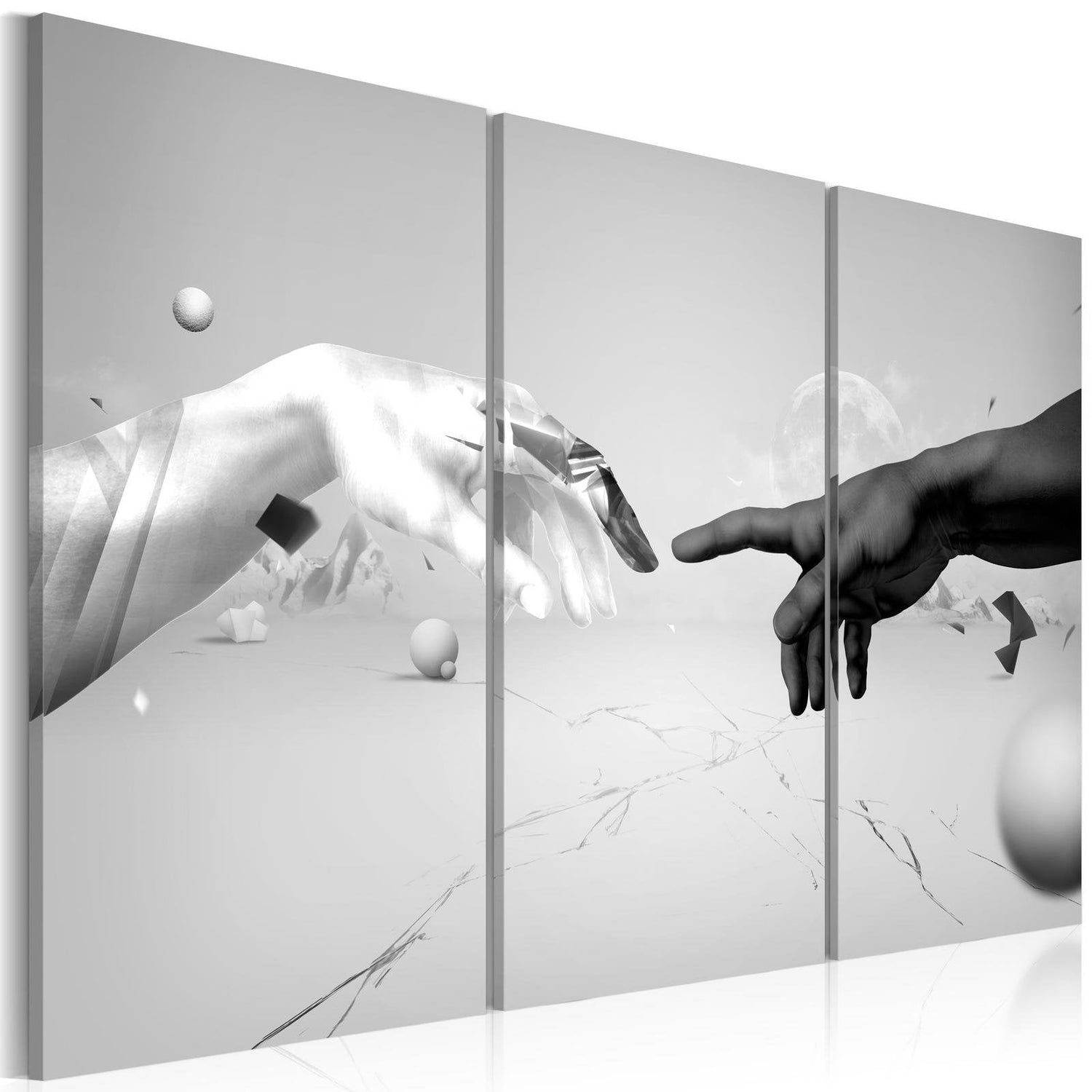 Abstract Stretched Canvas Art - Touch In Black-And-White-Tiptophomedecor