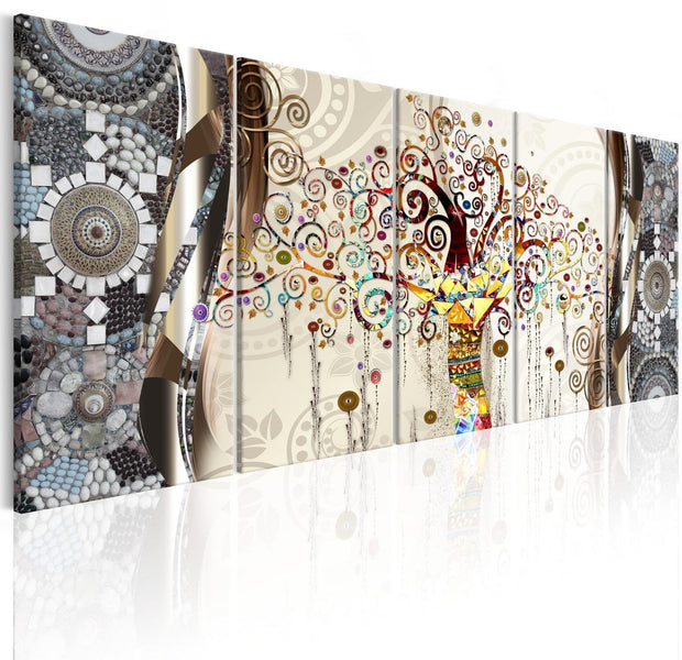 Abstract Stretched Canvas Art - Tree And Mosaic-Tiptophomedecor