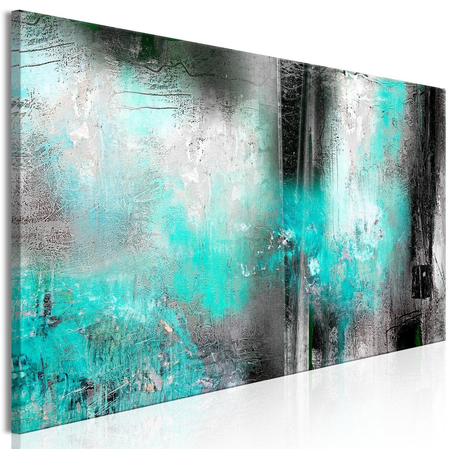Abstract Stretched Canvas Art - Turquoise Fog Narrow-Tiptophomedecor