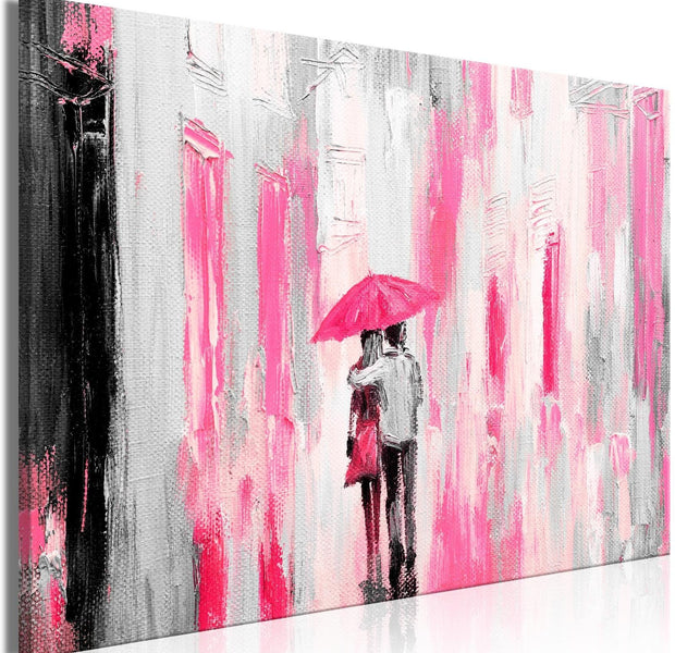 Abstract Stretched Canvas Art - Umbrella In Love Wide Pink-Tiptophomedecor