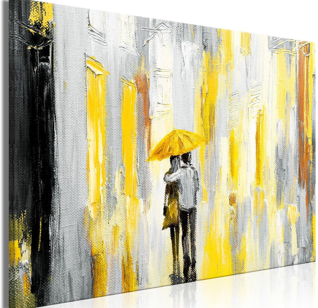 Abstract Stretched Canvas Art - Umbrella In Love Wide Yellow-Tiptophomedecor