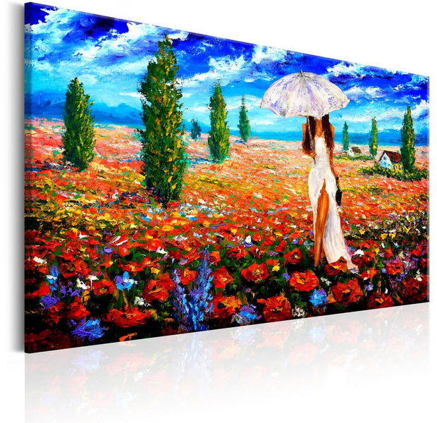 Abstract Stretched Canvas Art - Woman With Umbrella-Tiptophomedecor