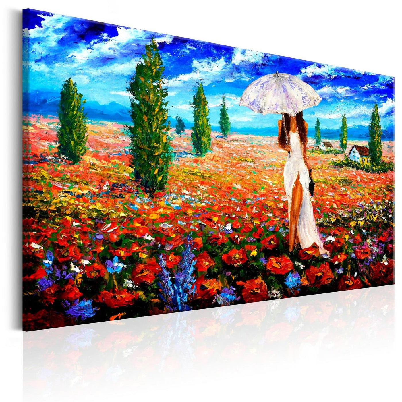 Abstract Stretched Canvas Art - Woman With Umbrella-Tiptophomedecor