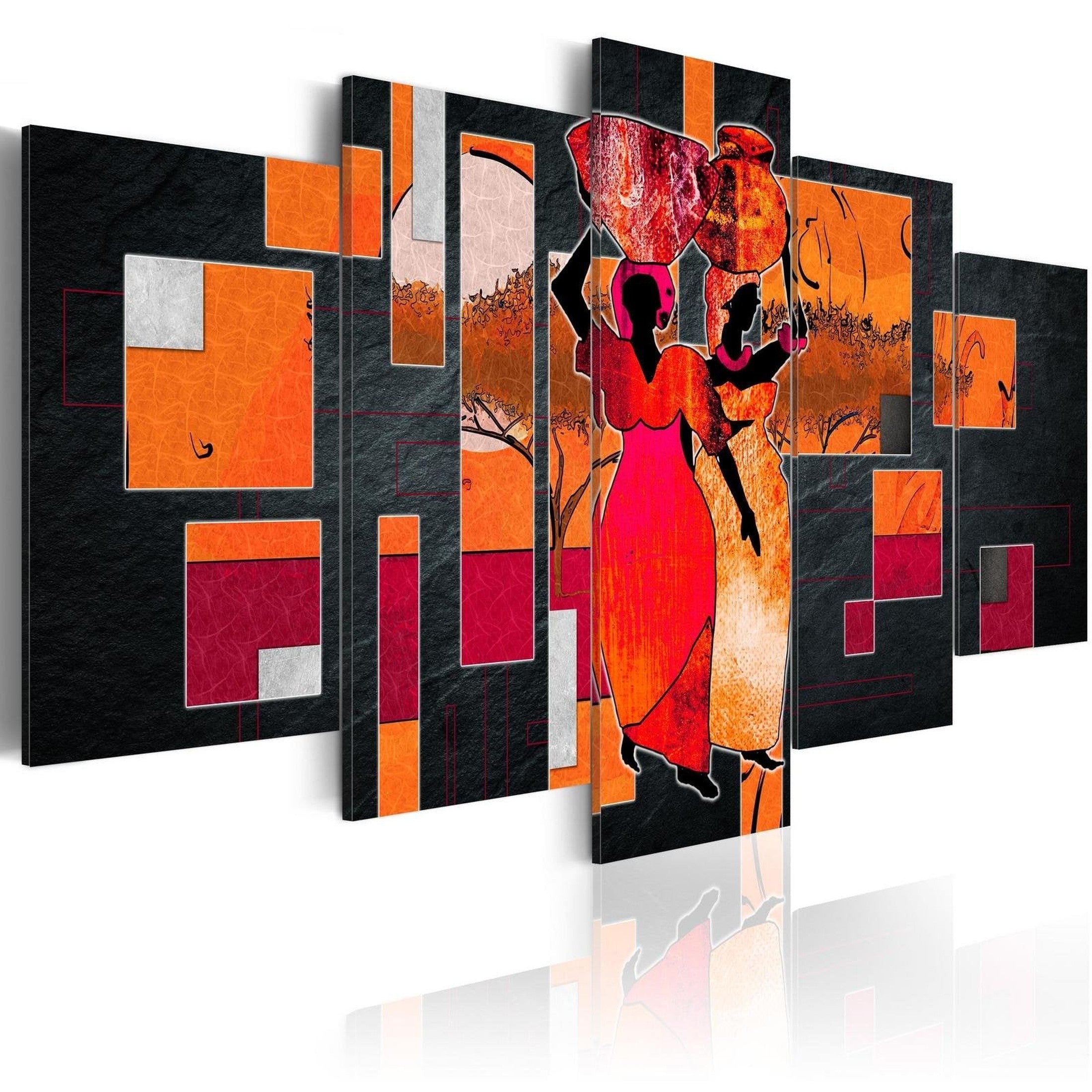 Abstract Stretched Canvas Art - Women Carrying Water-Tiptophomedecor