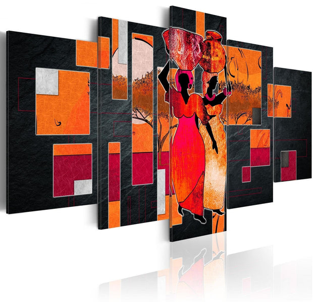Abstract Stretched Canvas Art - Women Carrying Water-Tiptophomedecor