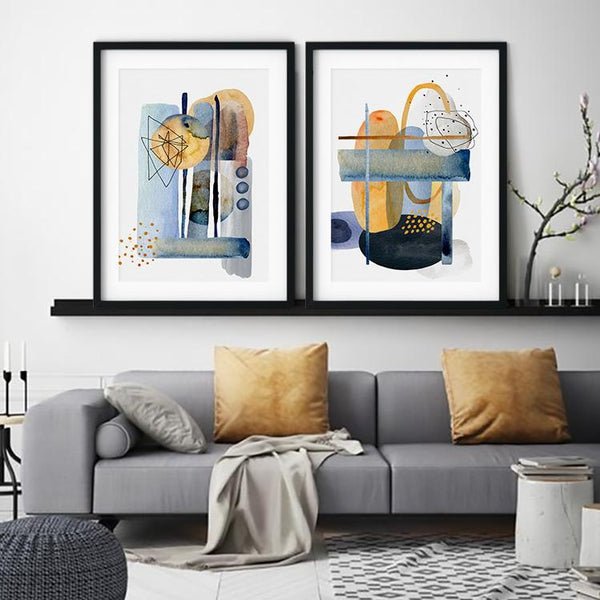 Abstract Watercolor Organic Collage Canvas Art Prints-Abstract Modern Wall Art