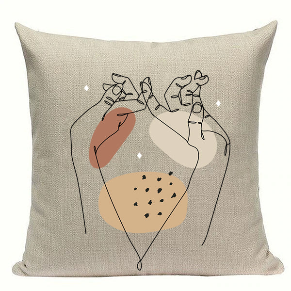 Aesthetic Neutral One Line Hand Art Cushion Covers – Tiptophomedecor