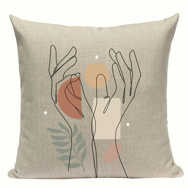 Aesthetic Neutral One Line Hand Art Cushion Covers-TipTopHomeDecor