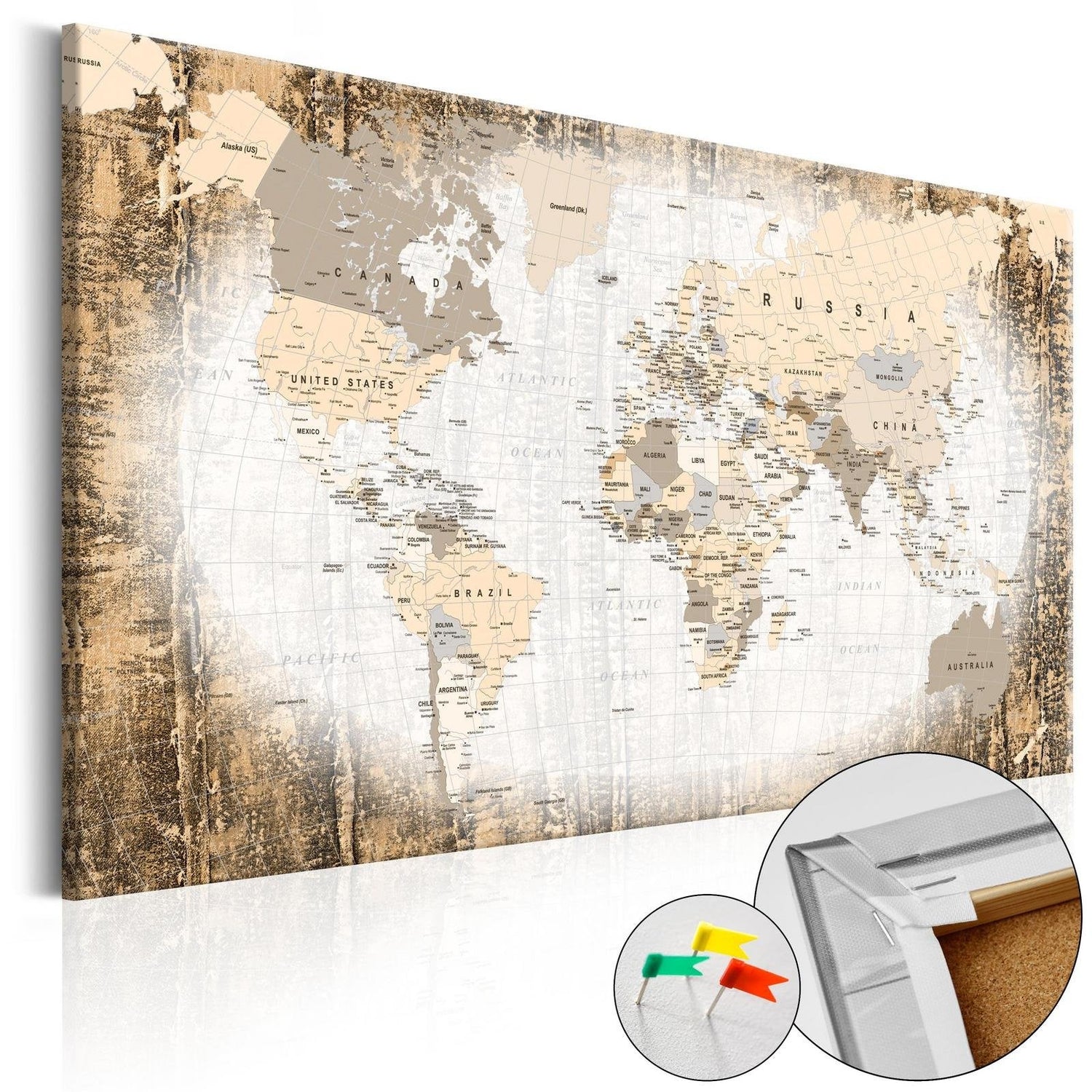 Decorative Pinboard - Enclave of the World [Cork Map]-TipTopHomeDecor