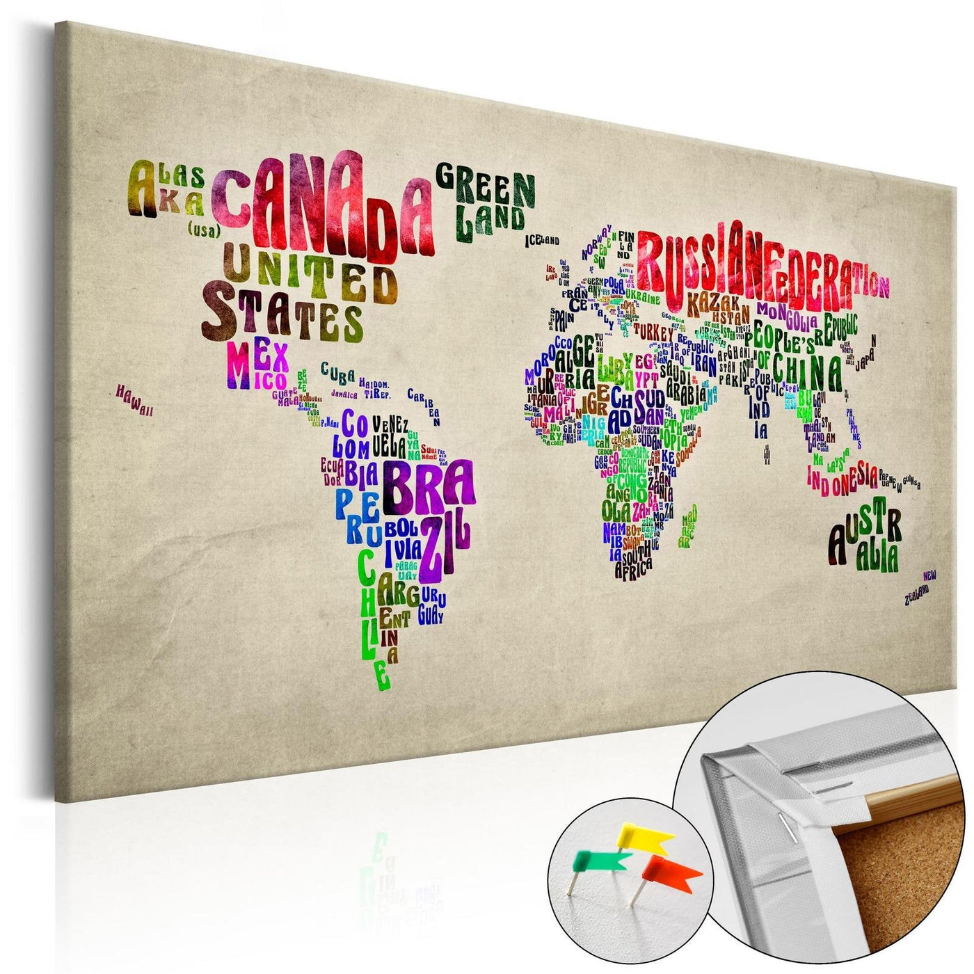 Vivyet Decorative Pinboard - Global Tournée (EN) [Cork Map] 47.2x31.5