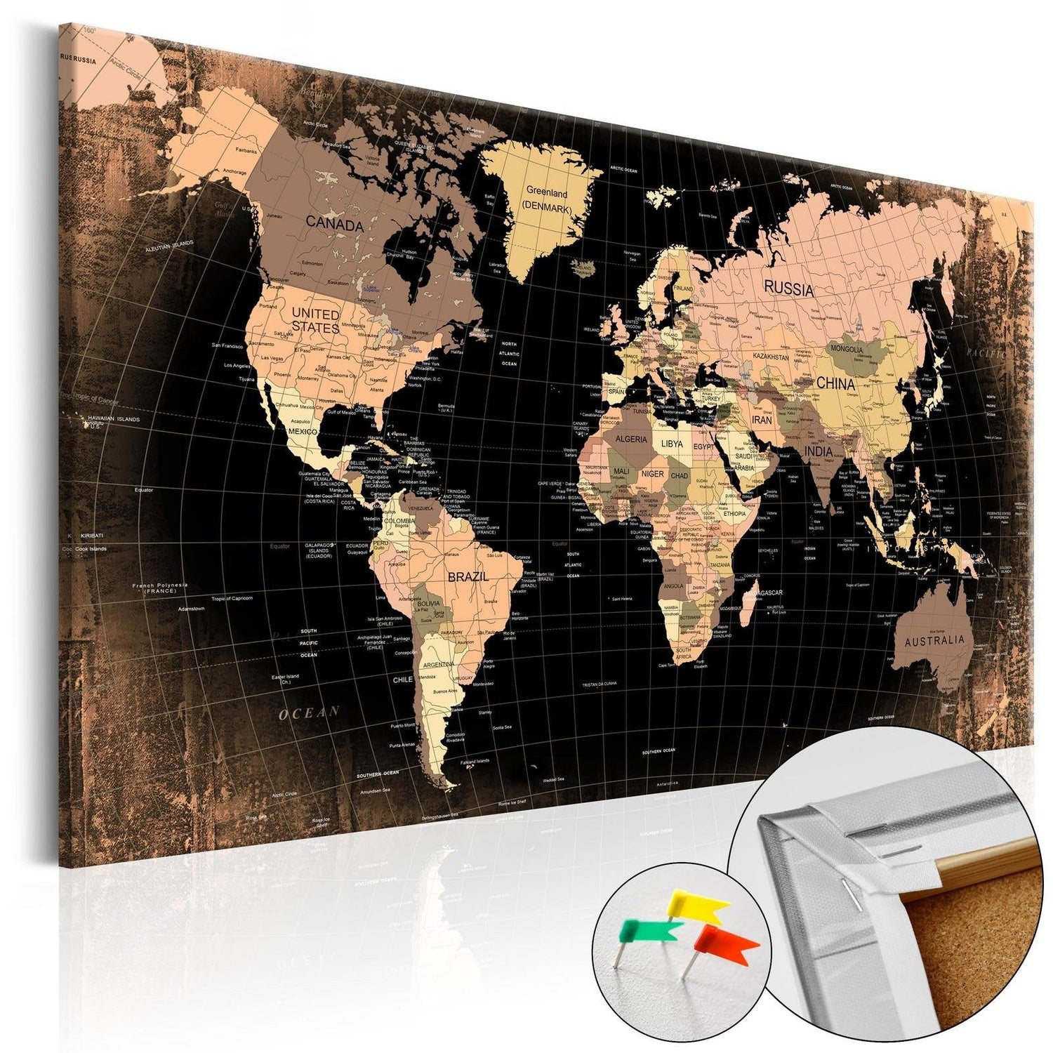 Decorative Pinboard - Planet Earth [Cork Map]-TipTopHomeDecor