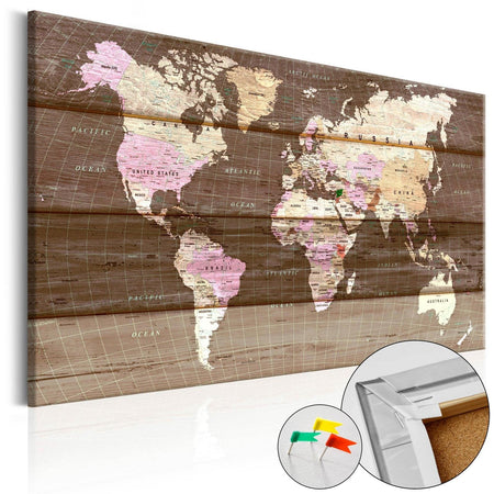 Decorative Pinboard - Wooden World [Cork Map]-TipTopHomeDecor