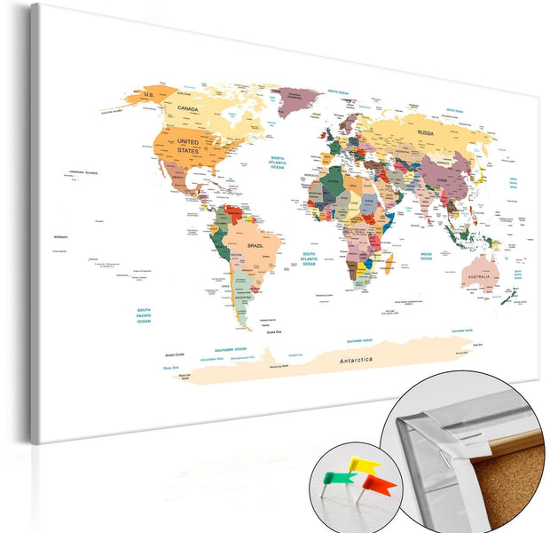 Decorative Pinboard - World Map [Cork Map]-TipTopHomeDecor