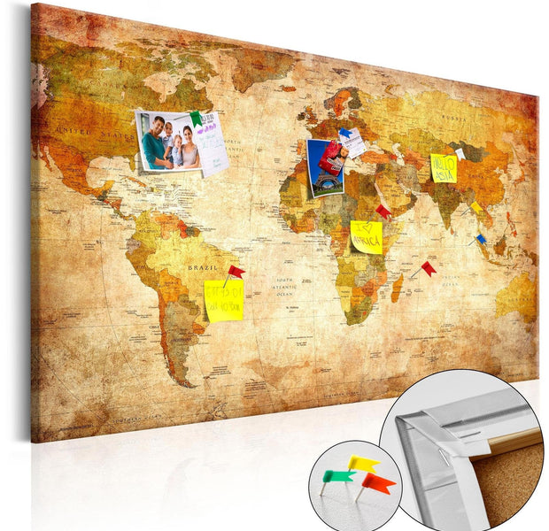 Decorative Pinboard - World Map: Time Travel [Cork Map]-TipTopHomeDecor