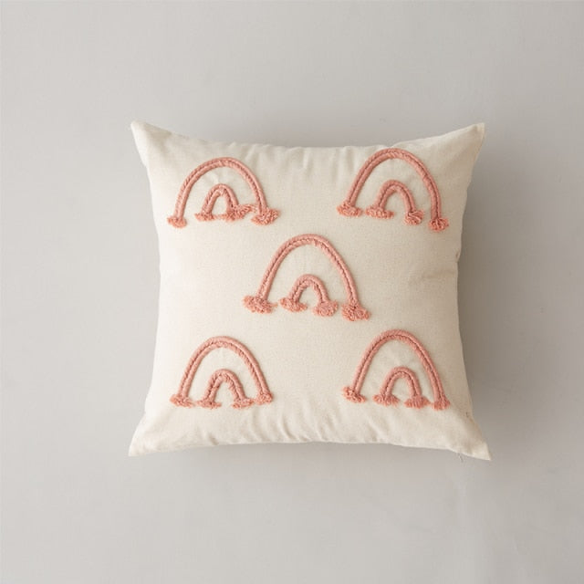 Embroidered Rainbow Geometric Mid Century Style Pillowcases-TipTopHomeDecor