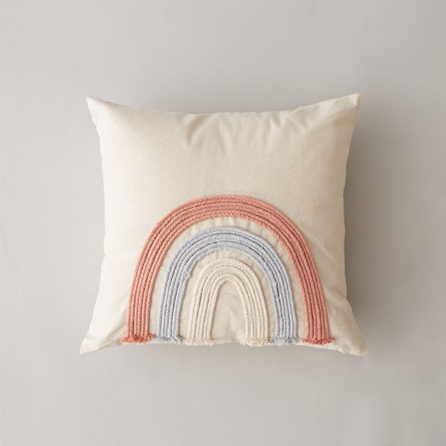 Embroidered Rainbow Geometric Mid Century Style Pillowcases-TipTopHomeDecor