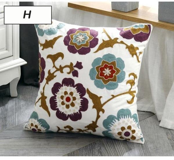 Ethnic Bohemian Floral Embroidered Pillow Covers-TipTopHomeDecor