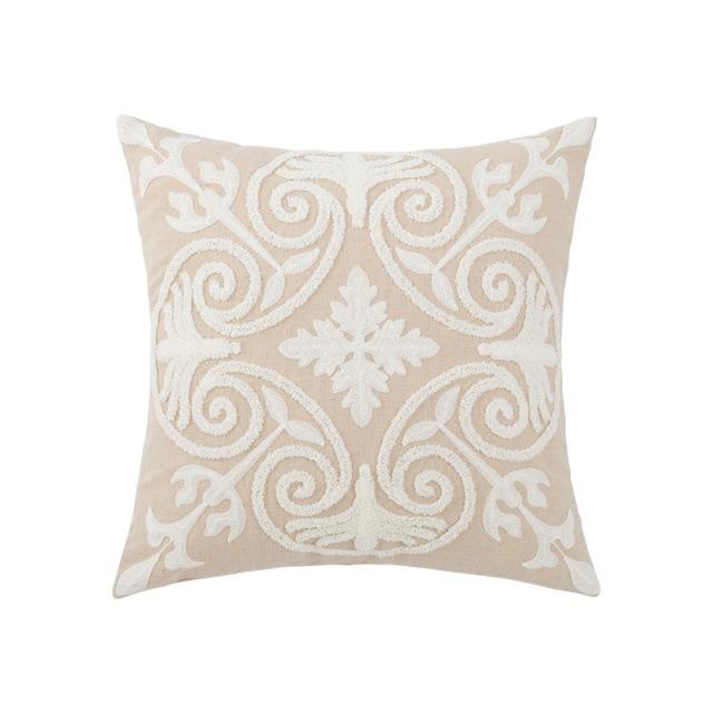 Floral Geometric Neutral Embroidered Pillow Covers-TipTopHomeDecor