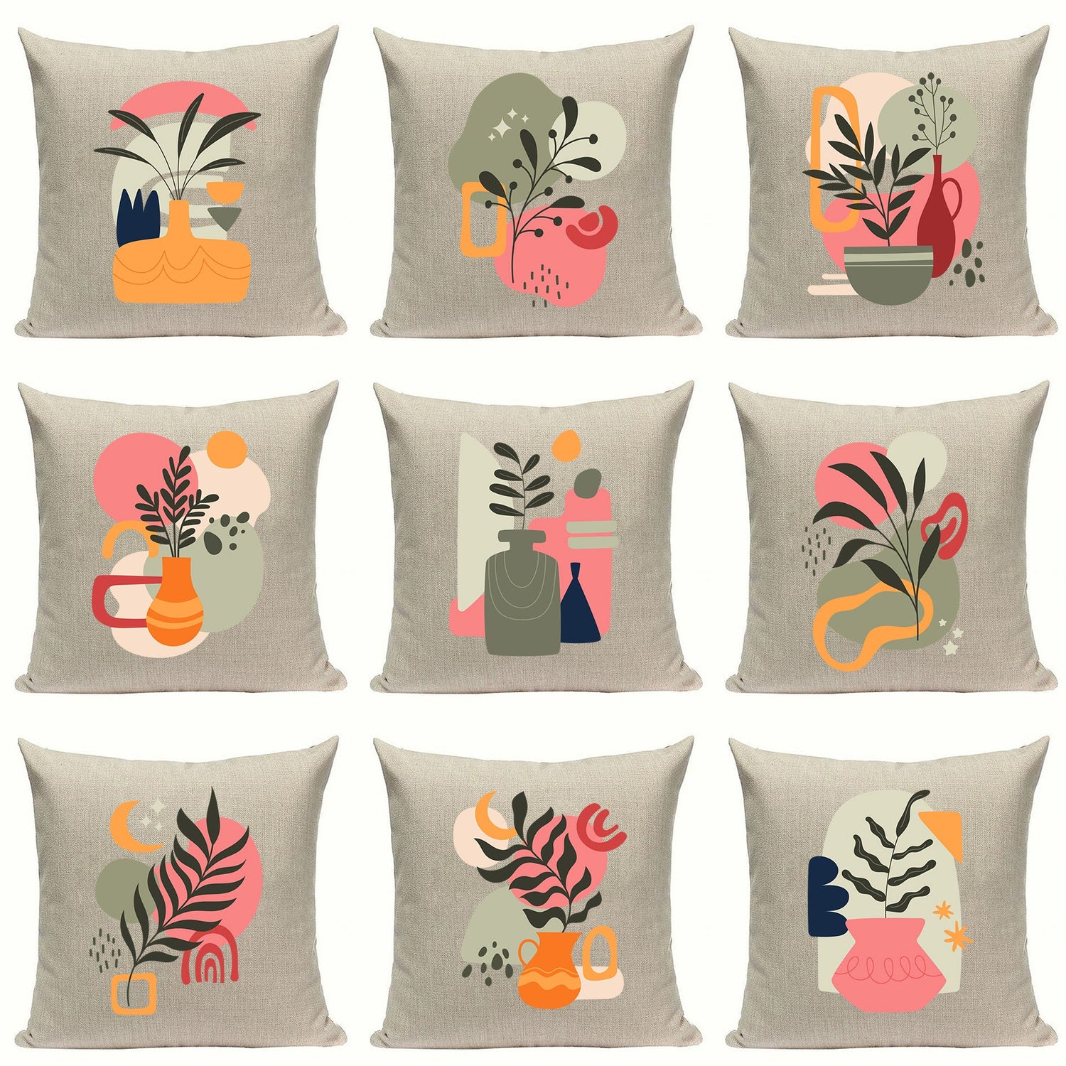 Mid Century Organic Shapes Boho Cushion Covers-TipTopHomeDecor