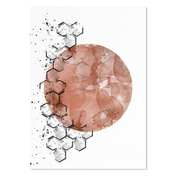 Abstract Modern Geometric Stencil Watercolor Canvas Wall Art Prints-TipTopHomeDecor