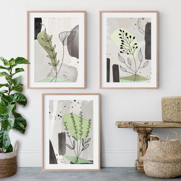 Modern Watercolor Botanical Line Art Prints